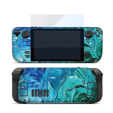 Imagem de Skin Stickers for Steam Deck, Protective Wrap Cover for Handheld Gaming PC, Full Set Vinyl Decal with One Piece HD Glass Screen Protector (Green)