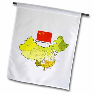 Imagem de 3dRose fl_99119_1 Bandeira de jardim, 30 x 45 cm, o mapa e a bandeira da República Popular da China com todas as províncias coloridas e rotuladas