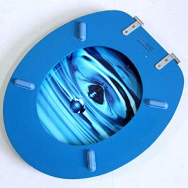 Imagem de Assento de vaso sanitário com gotas de água Assento de vaso sanitário com MDF Não lento Engrossar Montado na parte superior Ultra resistente Fácil de instalar Tampa de vaso sanitário para vaso