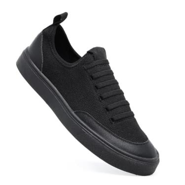 Imagem de Sapatênis Masculino Preto Casual Confortável Elástico Cano Baixo Cadarço Calce Fácil (Preto, BR, Adulto, Numérico, 38)