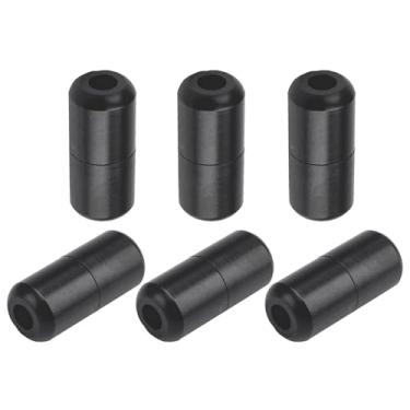 Imagem de Boguish 6 peças fechos de fivela de cadarço de alumínio elástico sem fecho de amarrar, tensor de renda, brilhante, Preto, 0.71*0.31inch