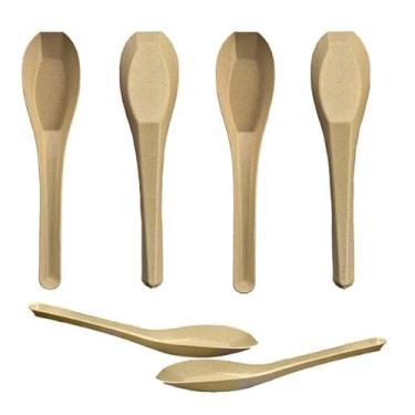 Imagem de The Bucko colheres de sopa estilo asiático de bambu pandaboard | compostável, biodegradável, descartável | saco de 100