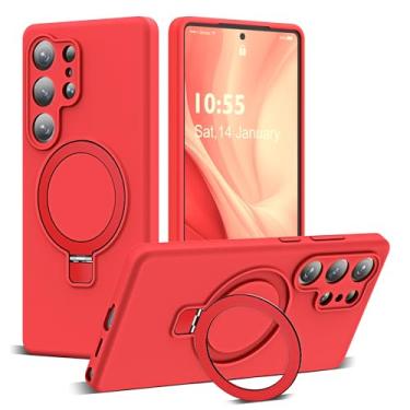 Imagem de SKYLMW Capa compatível com Samsung Galaxy S2 Ultra com suporte magnético invisível para anel, compatível com Mag-Safe, capa de telefone de silicone S25 Ultra com proteção contra quedas militares para