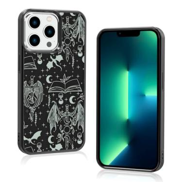Imagem de Odhtst Aesthetic Bookish Fantasy Capa de telefone fina compatível com iPhone 13 Pro 6,1 polegadas, proteção TPU à prova de choque vintage Dragon Wyverns amantes de livros Sage Swords capa de telefone