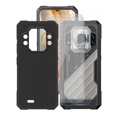 Imagem de KJYFOANI Capa Cubot Kingkong X Pro, com [2 películas protetoras de tela de vidro temperado], capa preta de silicone macio à prova de choque para Cubot Kingkong X Pro (6,7 polegadas) - preta