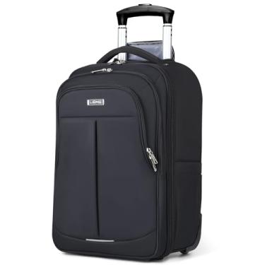 Imagem de Lekespring Mochila com rodinhas para adultos, mochila de mão impermeável de 45,7 cm com rodas, mala de mão com rodas, bolsa de viagem para homens e mulheres, mochilas para laptop, preta, grande