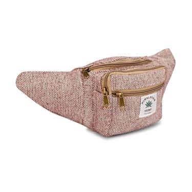 Imagem de Pochete de cânhamo para homens e mulheres, cintura ajustável e vários bolsos, bolsa de cintura e para todos os fins, Marrom, 16" x 2" x 6"