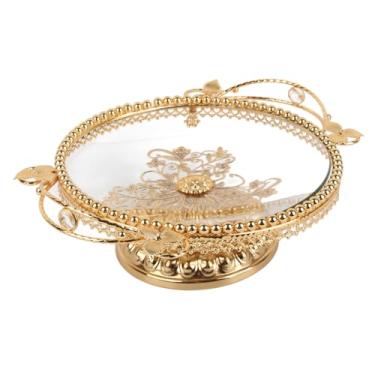 Imagem de Pratos de Servir Cesta de Frutas Com Base de Liga Bandeja de Servir Lanche Cestas de Frutas Bandeja de Frutas de Vidro Redonda Travessa de Servir para Exibição Prato de Frutas