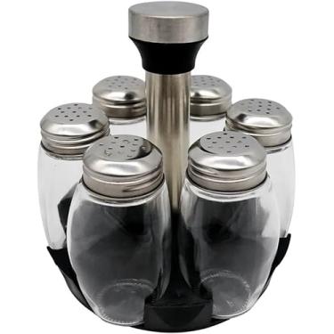 Imagem de Porta Tempero Condimento E Mantimentos Com Suporte Giratório Com 6 Potes de Vidro