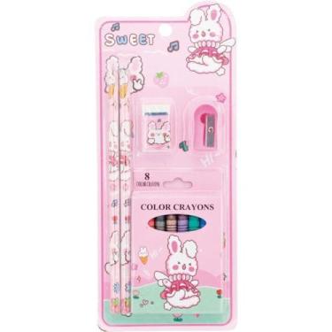 Imagem de Kit Escolar RS/LL C/4PCS e GIZ de Cera - Polibrinq