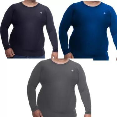 Imagem de Kit 3 Camisa Térmica Masculina Plus Size Segunda Pele Proteção Solar -