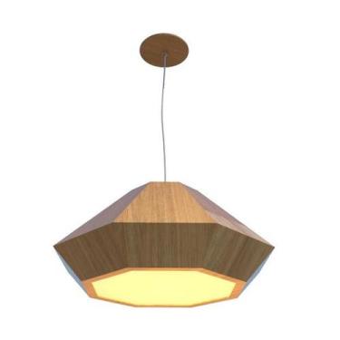 Imagem de Lustre Pendente Facetado Diamante 52x24cm 2xE27 Madeira - FOXLustres, 