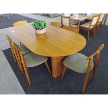 Imagem de Sala de Jantar Tampo Oval Laminada 6 Cadeiras 1,80x1,0m - Hórus - Requinte Salas