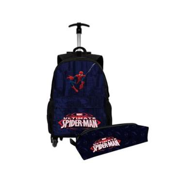 Imagem de Kit Mochila Com Carrinho + Lancheira Térmica + Estojo Personalizado Pe