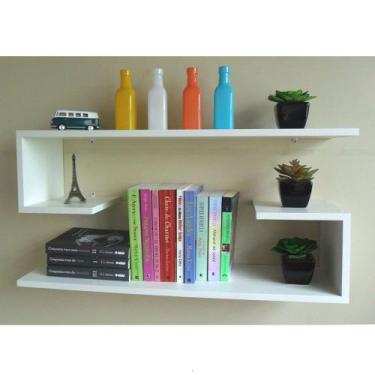 Imagem de Kit 2 Prateleiras Para Decoração Tipo J Nicho Branco - Tesori Mobili