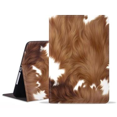 Imagem de BWOOLL Capa para Samsung Galaxy Tab S9 FE 5G 10,9 polegadas e Galaxy Tab S9 11 polegadas (2023), capa fina e leve de couro PU com suporte para despertar/hibernar automaticamente, estampa de vaca