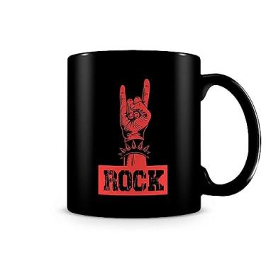 Imagem de Artgeek Caneca Rock and Roll Preta 325 ml Cer�mica X�cara de Bebida para Casa