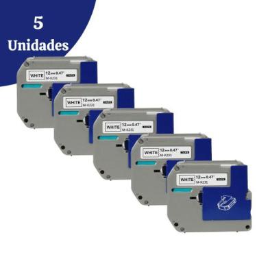 Imagem de Kit 5 Fitas Compatíveis P/ Rotuladora Brother M231 M-K231 Pt 70 80 90 