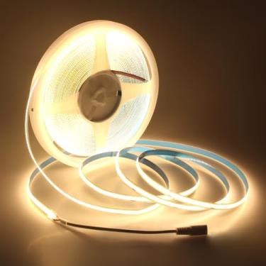 Imagem de Aclorol Fita De Led Cob 24 V 50 Pés Luzes De Corda De Led Para Quarto Branco Quente 3000 K 320 Leds/M Cri85+ Iluminação De Fita Led Flexível Para Decoração Interna De Festa E Casa 15 M (Fonte De Ali