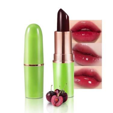 Imagem de BINGBRUSH Batom Cherry Color Changing Queen, Hidratante Long Lasting Lip Care Lip Balm Magic Lip Gloss Lip Tint Stain Glossly Makeup Lipstick Set Para Mulheres (1 Peça 04#Cherry)