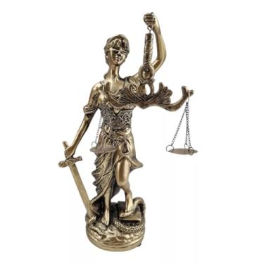 Imagem de Estátua Decorativa Dama da Justiça Themis, Bronze Dourado, 30 cm, Símbolo do Direito