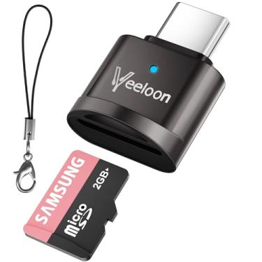 Imagem de Veeloon Leitor de cartão micro SD/TF tipo C, de alta velocidade, USB C para SD, leitor de cartão OTG portátil com cordão antiperda, compatível com laptops, MacBook, iPhones, para Windows, Mac OS X e