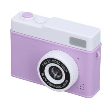 Imagem de Câmera Digital 1080p, Câmera Compacta Pequena Com Exibição Digital de 4x 3MP Zoom IPS Anti-arranhão de 2,0 Polegadas para Acampar (Branco e roxo)