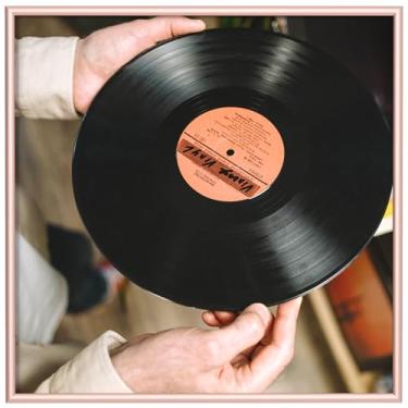 Imagem de eletecpro Moldura de disco de alumínio de 12,5 x 12,5 cm com capa acrílica, capas LP de 30,5 cm, moldura de vinil elegante para álbum de música com ferragens para pendurar na parede, moldura de metal