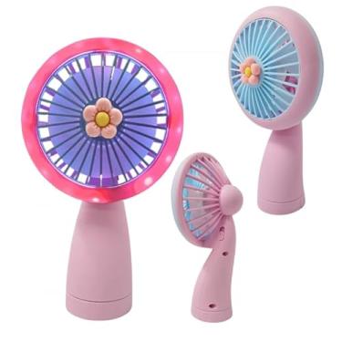 Imagem de Ventilador Portátil de Mesa, 17cm, Recarregável USB, 2 Velocidades, LED, Cores (Rosa)