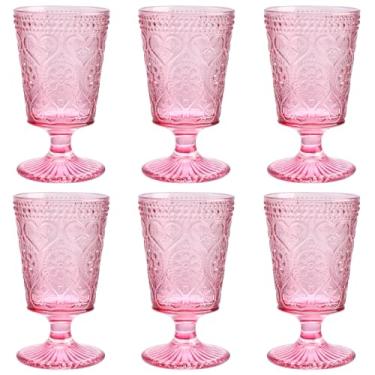 Imagem de Conjunto de taças de vinho rosa de 170 a 340 g cálice vintage com haste de vidro colorido para o dia dos namorados, Natal, festa, casamento, aniversário