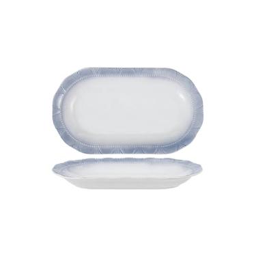 Imagem de Conjunto de tigela e prato com padrão de renda criativo e personalizado, tigela de sopa de cerâmica de arroz simples para uso doméstico - prato de peixe de renda de 32 cm