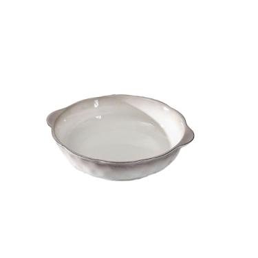 Imagem de Conjunto de talheres de cerâmica simples e personalizado, conjunto de pratos de restaurante doméstico - tigela de sopa de peixe azedo de orelha dupla de 25 cm - cinza mudança gradual