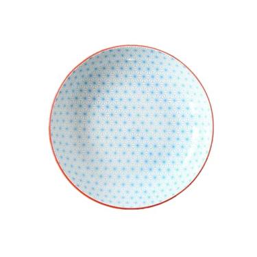Imagem de Utensílios de mesa minimalistas de cerâmica de 17 cm, prato redondo para bolo de doces - 7 pratos de arroz - estrela completa azul