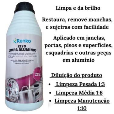 Imagem de Limpa Alumínio concentrado 1 Litro faz até 10 Litros  Renko, LIMPA ALU