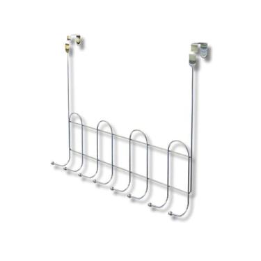 Imagem de Cabide Multiuso Em Aço Cromado De Encaixe Para Porta 8 Ganchos Stolf