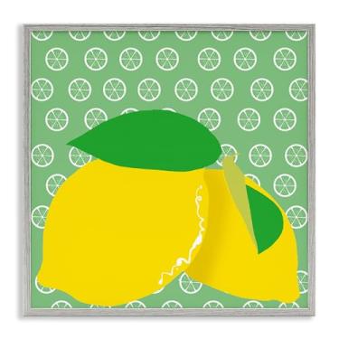 Imagem de Stupell Industries Design de arte de parede giclée emoldurado cinza limão brilhante por Daniela Santiago, 61 x 61 cm