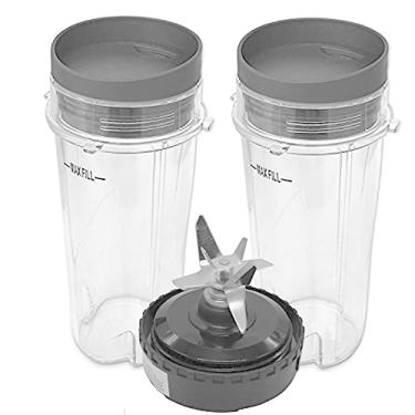 Imagem de Copo de substituição de 473 ml com tampa e lâmina extratora compatível com liquidificador Nutri NINJA FIT 700 Watt 2 em 1 processador de alimentos Smoothier QB3000SSW 30/QB3000QR/QB3001SS 30 (copo com