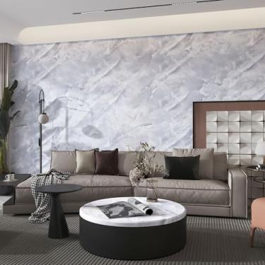 Imagem de Boobest Papel de contato de mármore grosso de tamanho grande para parede 78,7 cm x 899,2 cm Papel de parede de mármore cinza descasque e cole à prova d'água papel de contato de bancada de granito