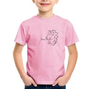 Imagem de Camiseta Infantil Your position in my heart - Foca na Moda, Rosa bebê,