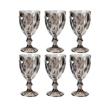 Imagem de Jogo de Taças Diamond Cor Cinza 340ml Vinho Água Eventos 6UN - PRATICA