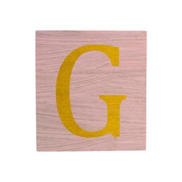 Imagem de Cubo Rosa Bebê Letra Amarela Festa Chá de Bebê Decoração 8x8x8 Cm Mdf 