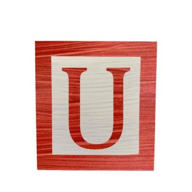 Imagem de Cubo Branco Letra Vermelha com Aplique Festa Chá de Bebê Decoração 8x8