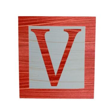 Imagem de Cubo Azul Letra Vermelha com Aplique Festa Chá de Bebê Decoração 8x8x8