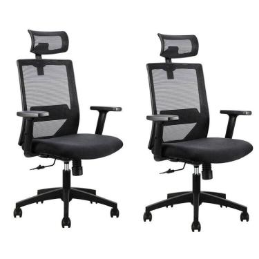 Imagem de Kit 2 Cadeiras Presidente Nr17 Office Chicago Preto