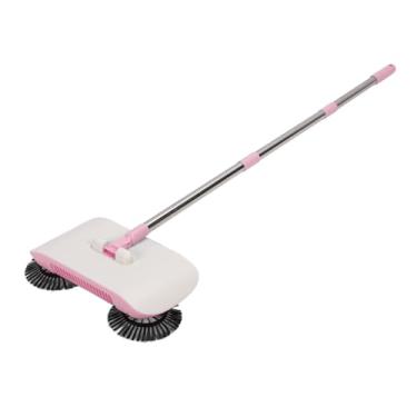 Imagem de Limpador de Varredura de Piso, 2 Em 1 Piso Varredor de Aço Inoxidável de 180 Graus Girando Piso Duro Mapping Sweeper para Ladrilhos de Mármore de Madeira (Róseo)