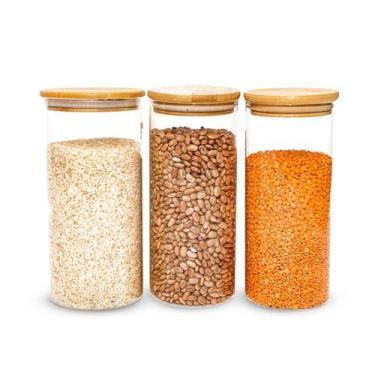 Imagem de Kit Pote Hermético Acrílico Cristal Tampa Porta Mantimentos Resistente