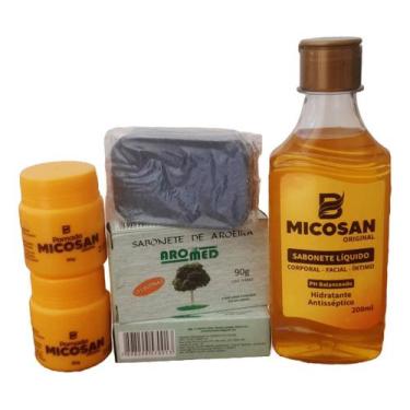 Imagem de kit Combate Micose 2 Cremes para Micose mais 2 Sabonetes Aroeira barra