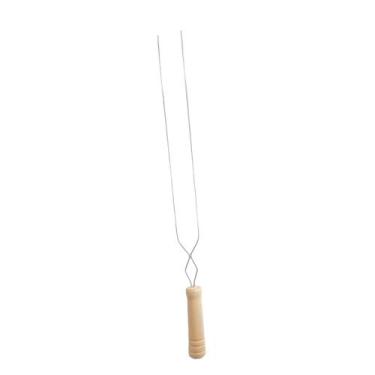 Imagem de Espeto duplo inox cabo madeira churrasco 65cm - Araminas