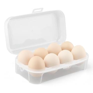 Imagem de Suporte de ovos para acampamento, à prova de choque, recipiente para ovos de 8 grades, transparente, portátil, com tampa, transportador de ovos para geladeira, estojo de armazenamento de ovos para