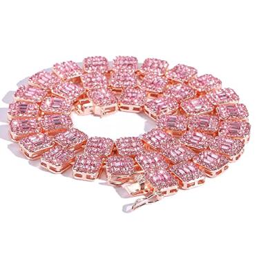 Imagem de Emesly Colar de corrente de elos cubanos Miami de ouro/prata (40, 45, 50, 55, 60, 76 cm, 76 cm de comprimento); pulseira de hip hop (20 cm de comprimento) para homens e mulheres; presente perfeito para joias brilhantes, 16.0 Inches, Zinco, Sem pedras preciosas